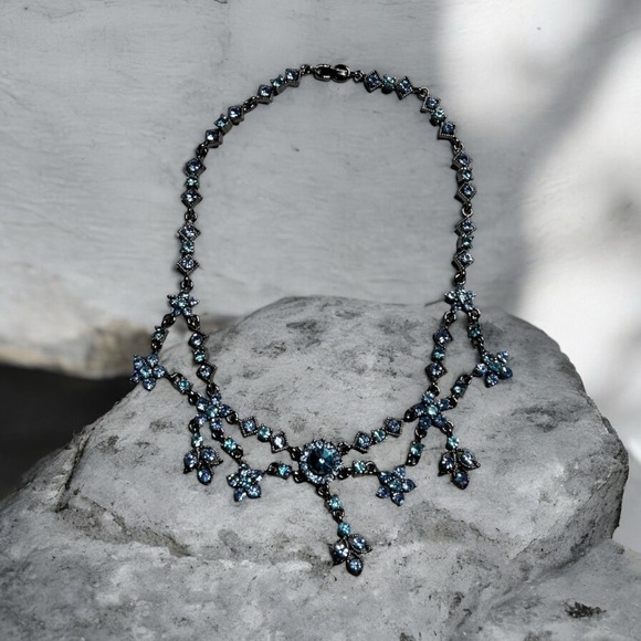 Silpada Designs Fine Sterling Silver Jewelry Blue Crystal Floral Necklace - Picture 9 of 13